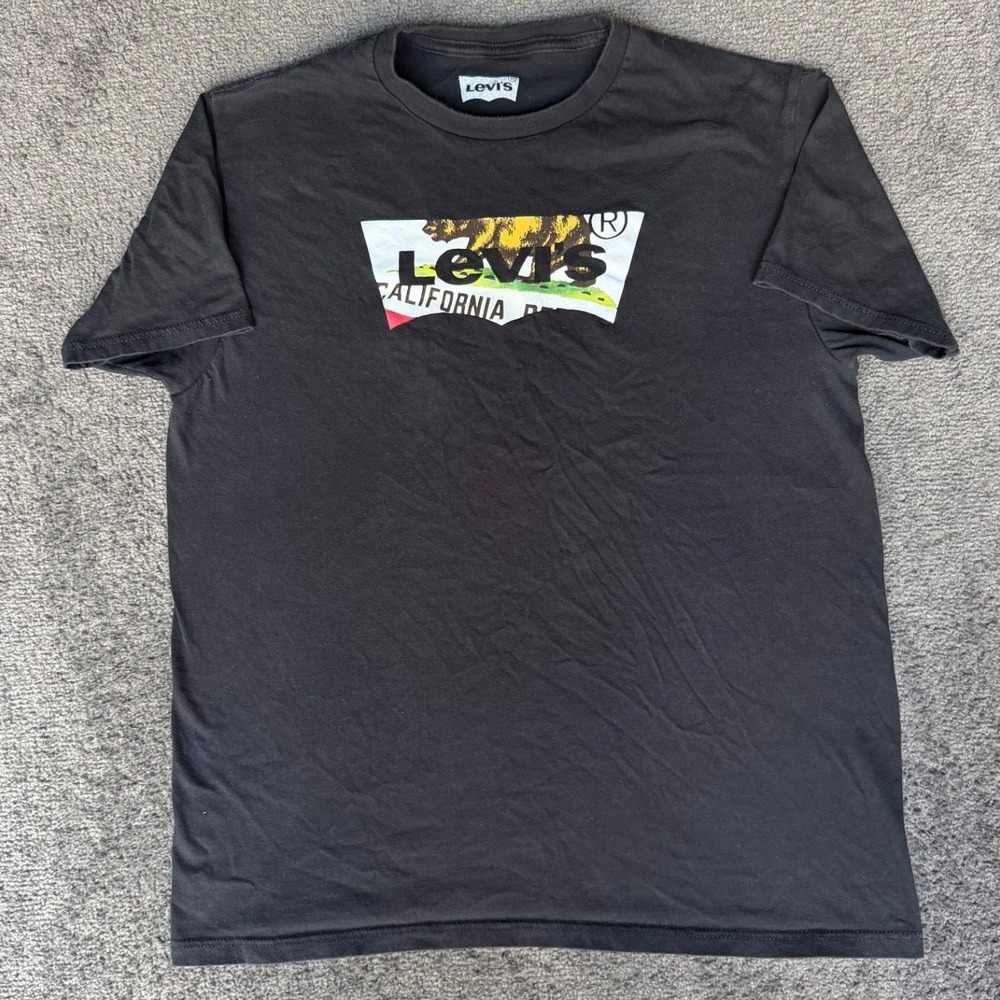 Levis Mens California Republic Bear Batwing Graphic T-Shirt Black Large L